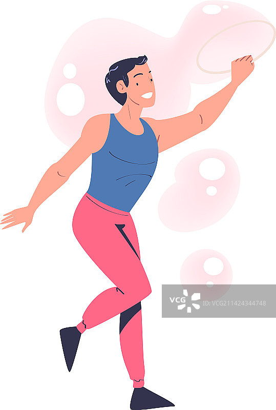 男人表演肥皂泡秀图片素材