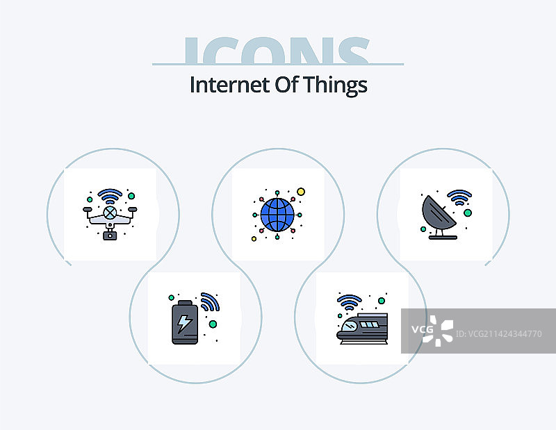 物联网线面填充图标包（5个）图片素材