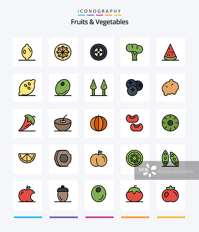 创意果蔬线性填充图标图片素材