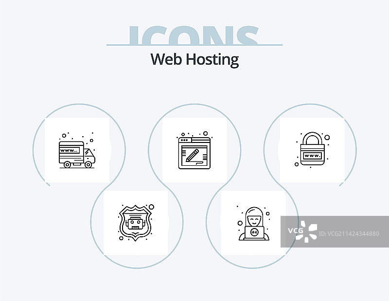 Web主机线性图标包5，图标设计浏览器图片素材
