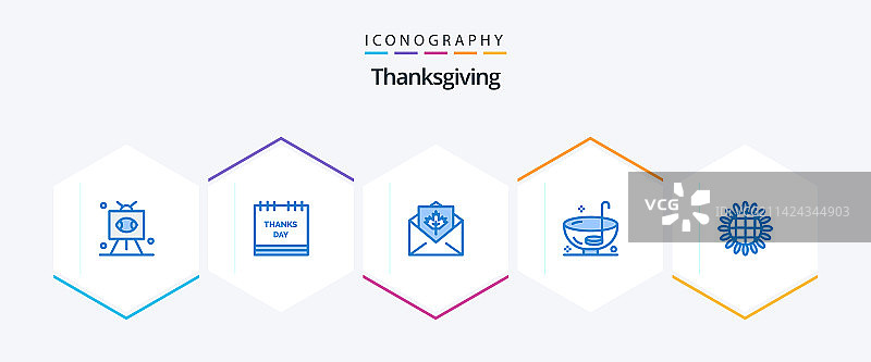 感恩节25个蓝色图标包，包含节假日图片素材
