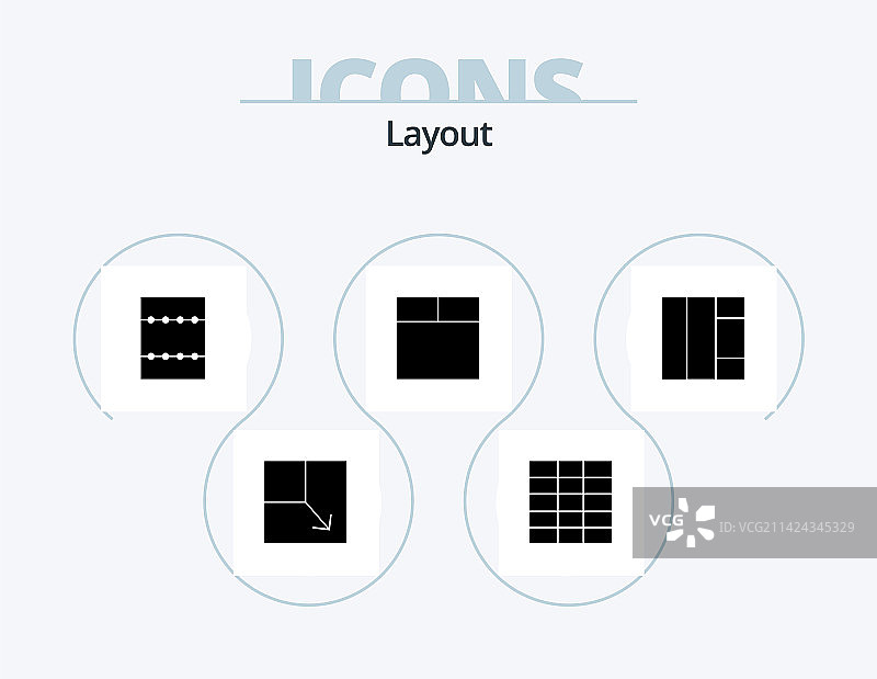 字形布局图标设计（5个装）图片素材