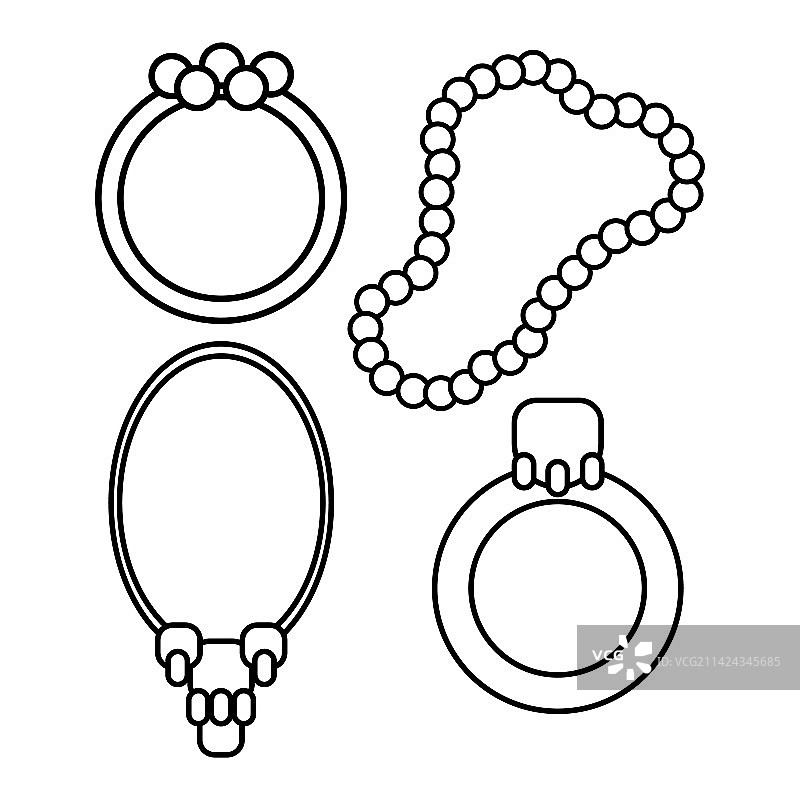 白色背景上的珠宝图标集图片素材