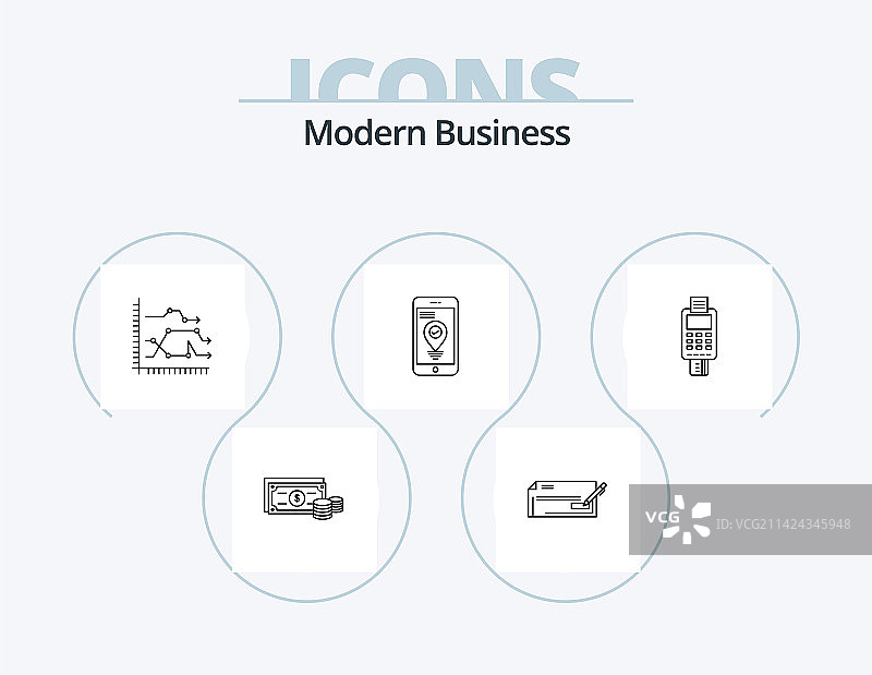 现代商务线性图标包5个图标设计：安全图片素材