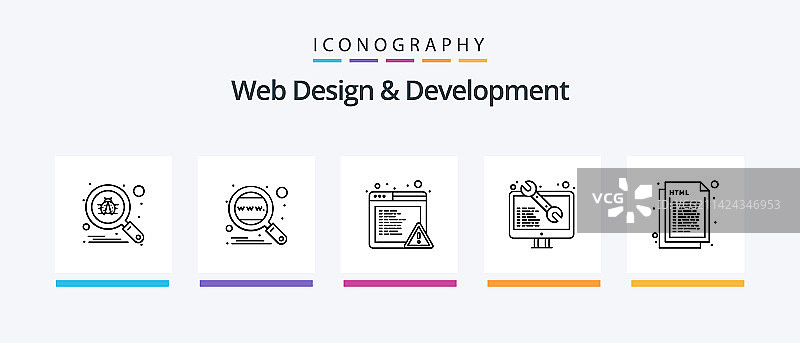 网页设计与开发线性图标包图片素材