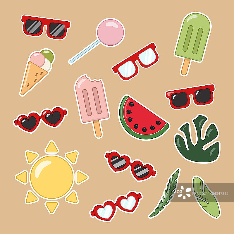 夏季贴纸图标合集图片素材