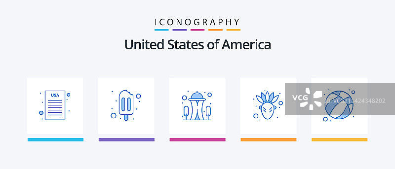 美国蓝色5图标包，包括足球针图片素材