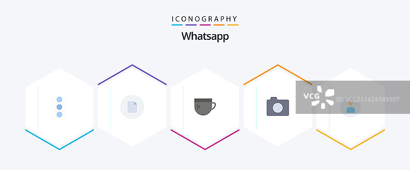 包含基本男人的25个扁平图标的WhatsApp图标包图片素材