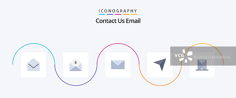 电子邮件扁平风格5图标包，包含邮件图片素材