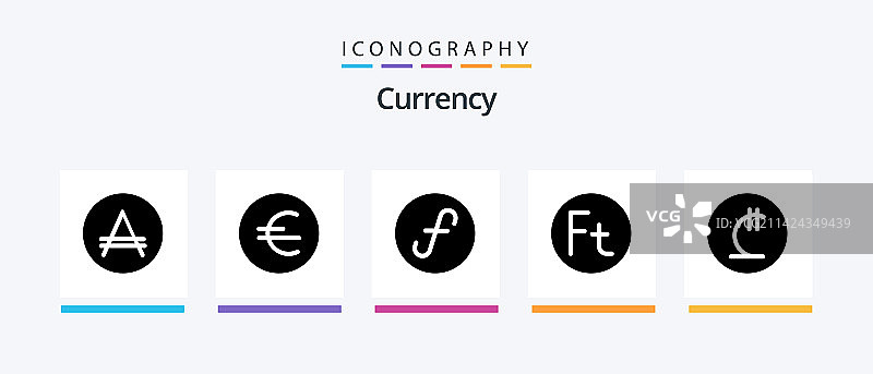 包含匈牙利货币的字形图标图片素材