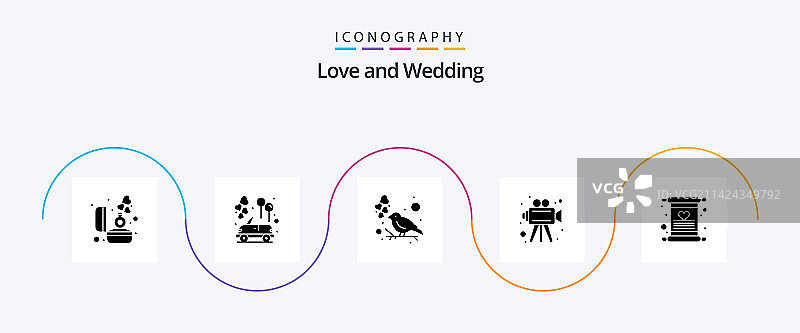 婚礼邀请函等线性风格图标包图片素材