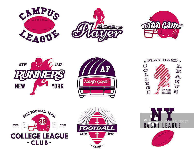 红色美式橄榄球标志模板合集图片素材