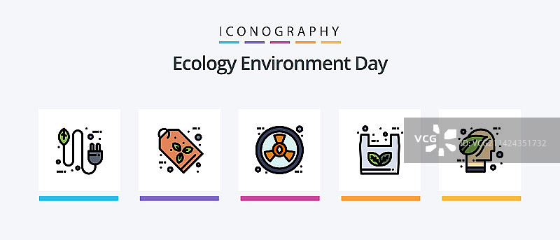 生态线性填充5图标包，包括环保图片素材