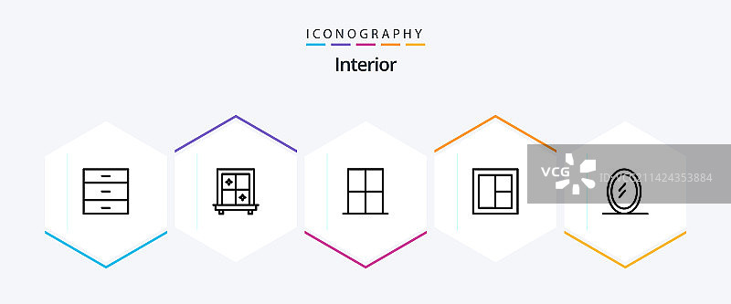 室内设计25个线性图标合集：镜子图片素材