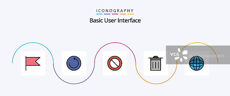 基础线性填充扁平风格5图标包，包含图片素材