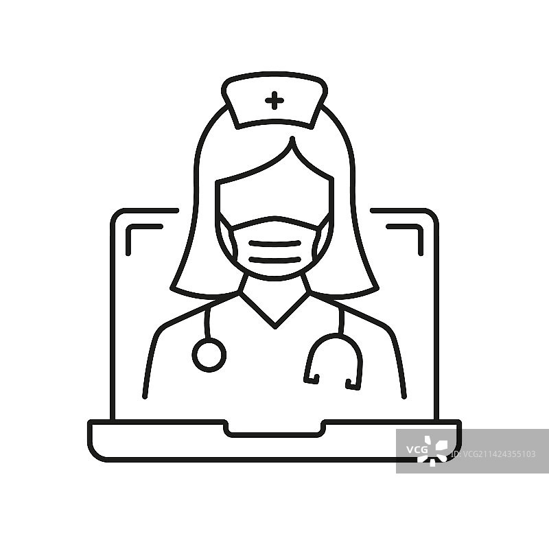 在线数字医疗医生线性图标图片素材