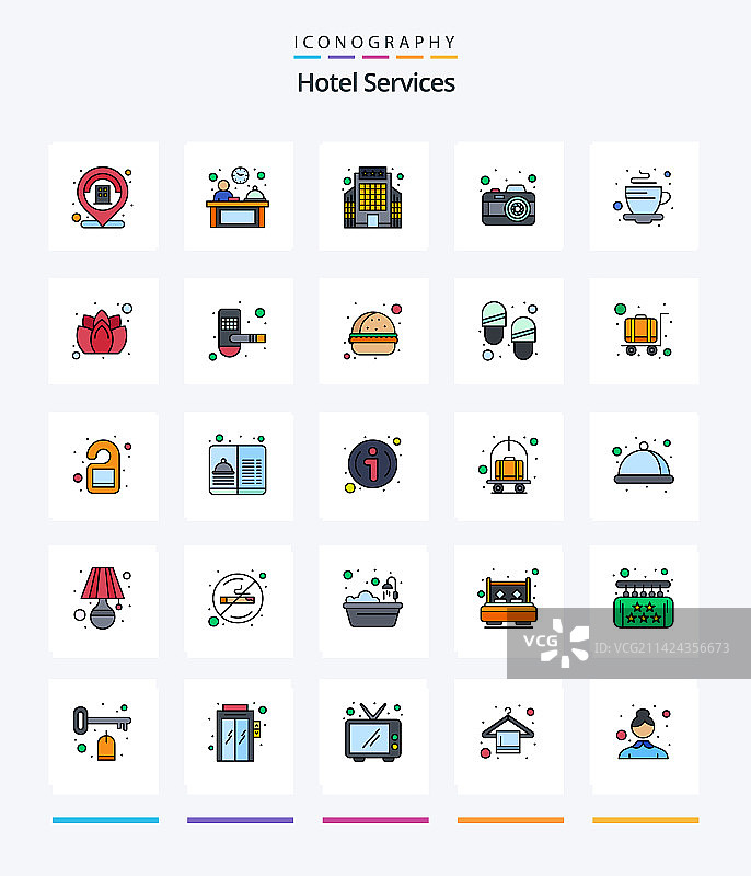 创意酒店服务25线条填充图标包图片素材