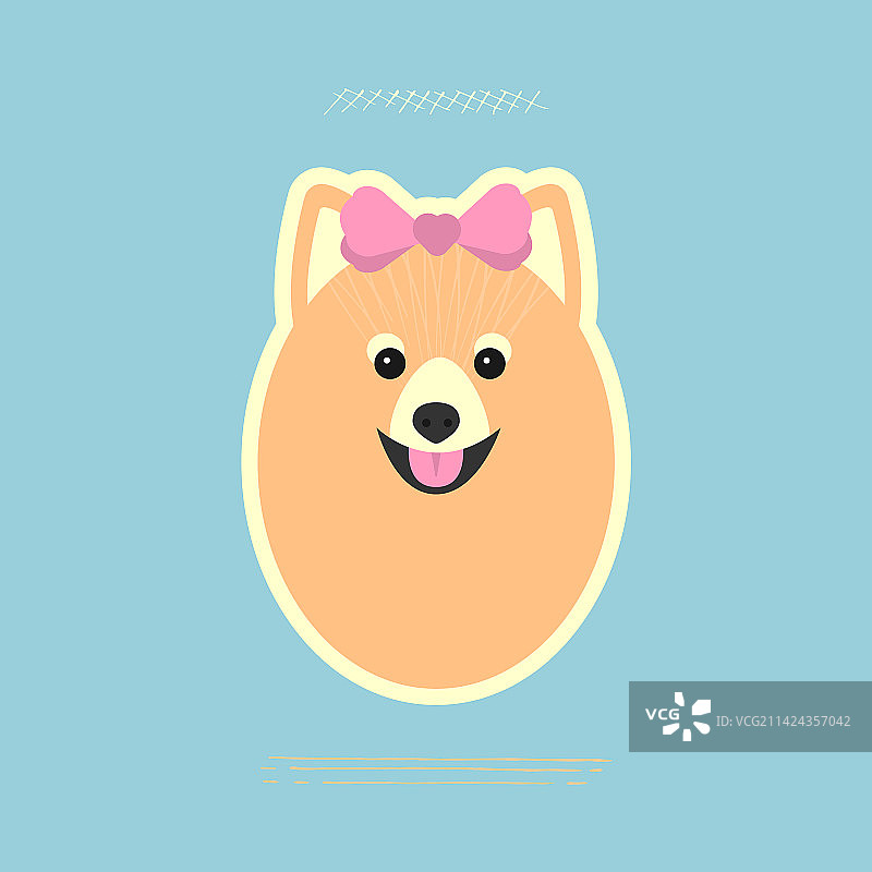 系着蝴蝶结的可爱小狗贴纸图片素材