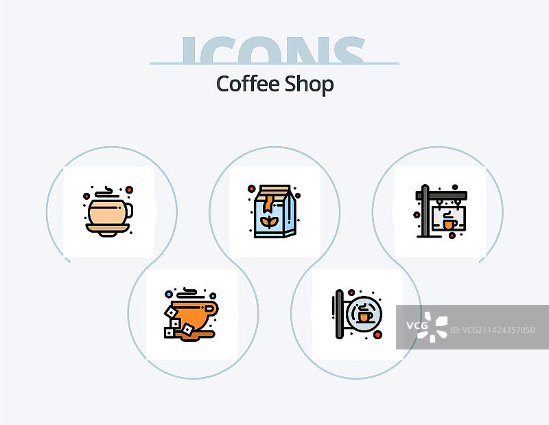 咖啡店线性填充图标包5图标设计图片素材