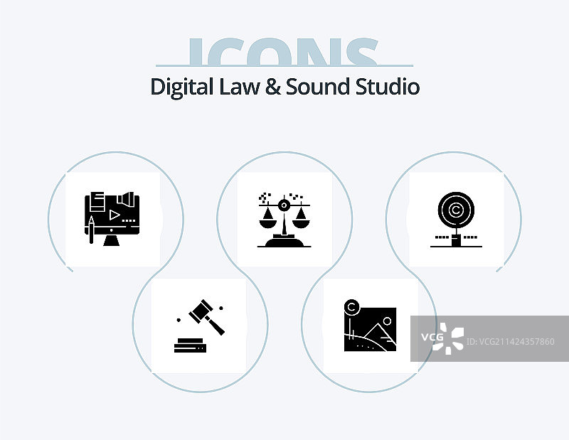 数字法律与录音棚 Glyph 图标包 5图片素材