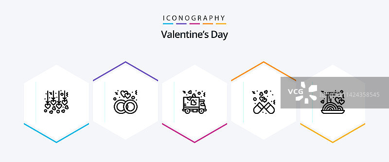 情人节25个线条图标包图片素材