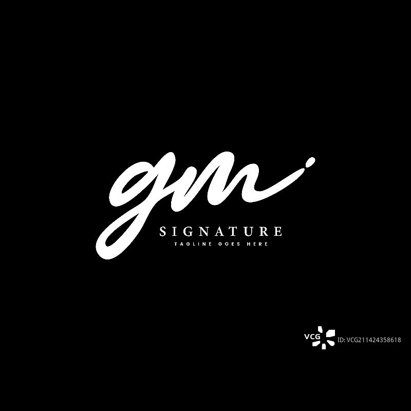 g m gm 首字母手写签名标志图片素材