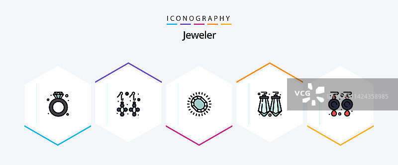 包含宝石的25个填充线条图标包图片素材