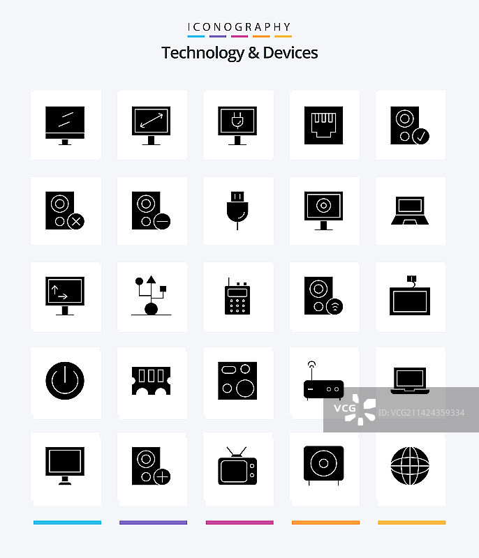 创意设备黑色字形图标包（25个）图片素材