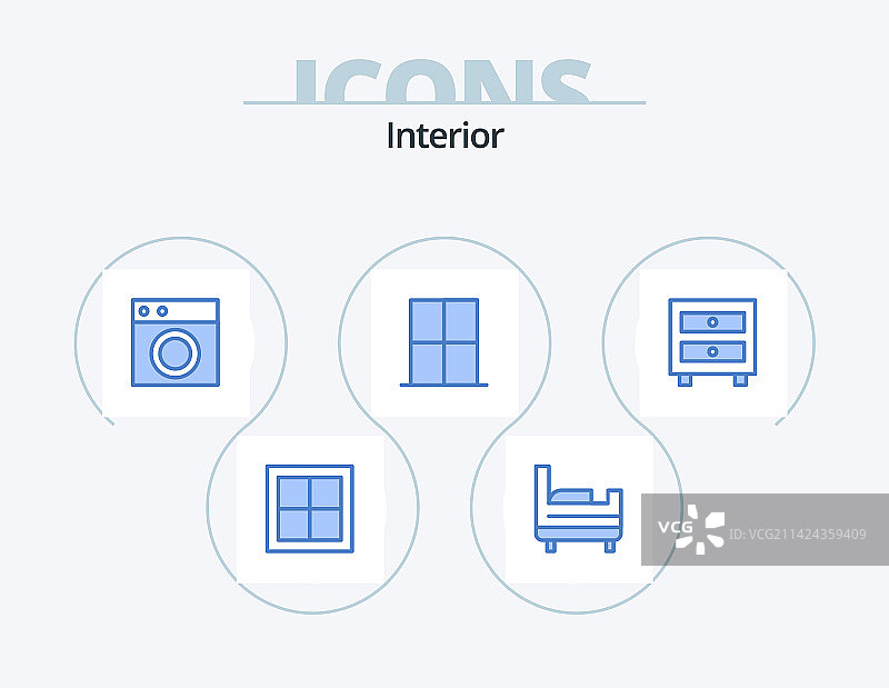 蓝色内饰图标包5，含橱柜设计图片素材