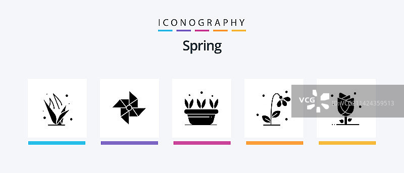 包含春季花卉的Spring Glyph 5图标包图片素材