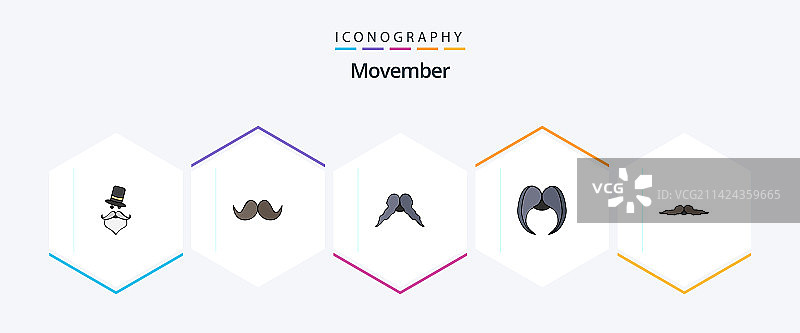 包括男性在内的胡须月25日扁平图标包图片素材