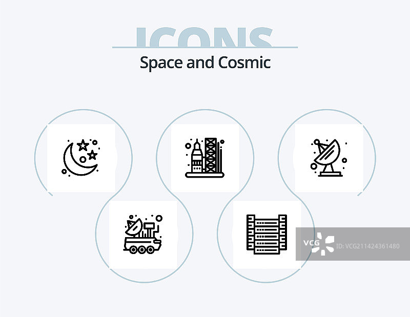 太空线性图标包：航天飞机图片素材