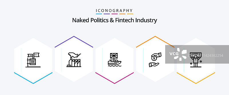 金融科技行业25个线性图标图片素材