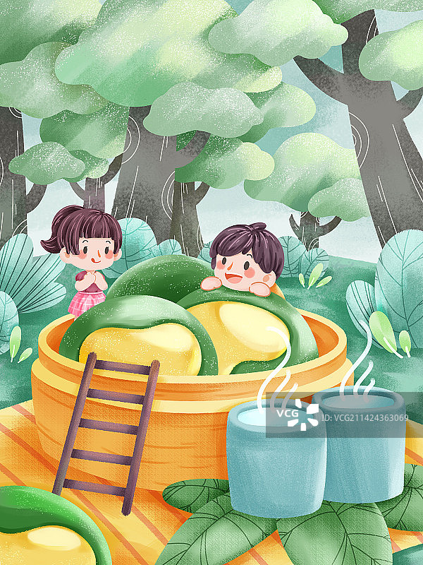 扁平肌理风清明节宣传海报插画图片素材