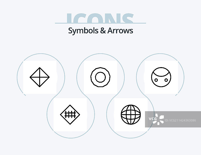 符号和箭头线条图标包5个图标设计图片素材