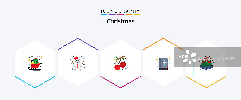 包含圣诞节元素的25个扁平图标包图片素材
