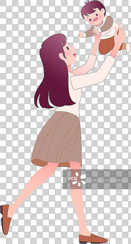 亲子装妈妈抱孩子举高高免抠元素图片素材