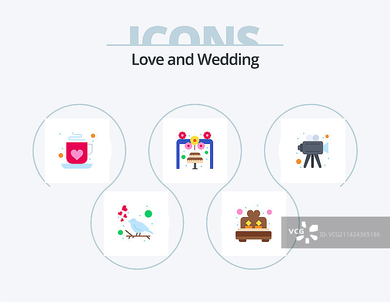 婚礼扁平图标包5款图标设计视频图片素材