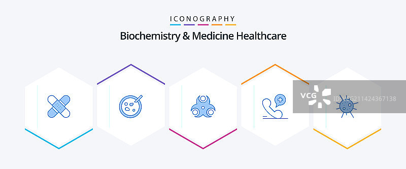 生物化学与医疗保健蓝色图标图片素材