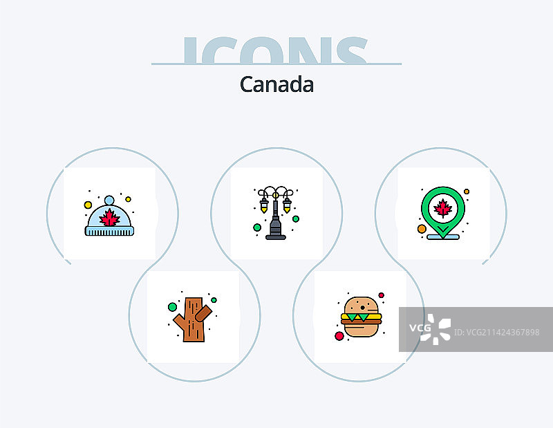 加拿大线性填充风格5图标包：树叶设计图片素材