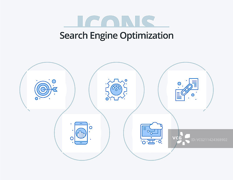 SEO蓝色图标包（链接、齿轮、箭头等）图片素材