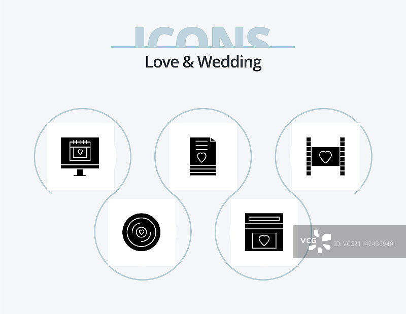 爱与婚礼字形图标包5个图标设计图片素材