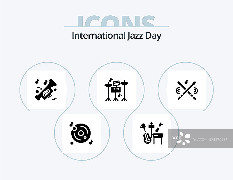 国际爵士乐日字形图标包5个图标图片素材