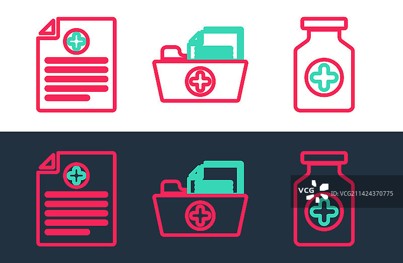 药瓶和临床记录组合图片素材