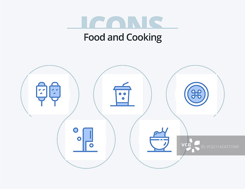 蓝色食物图标合集：5款水果食品设计图片素材