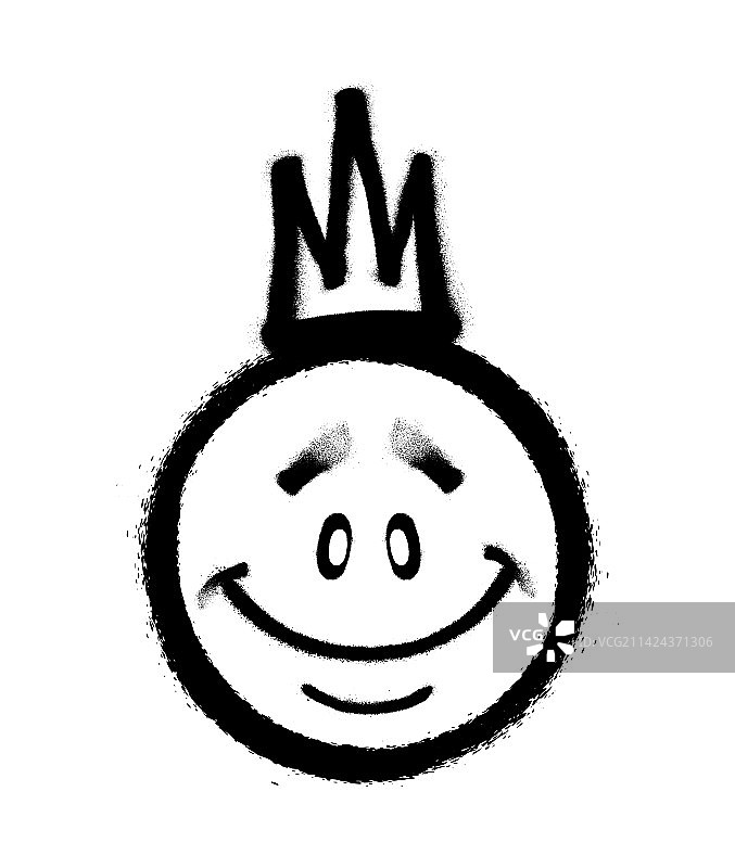 皇冠笑脸涂鸦表情符号图片素材