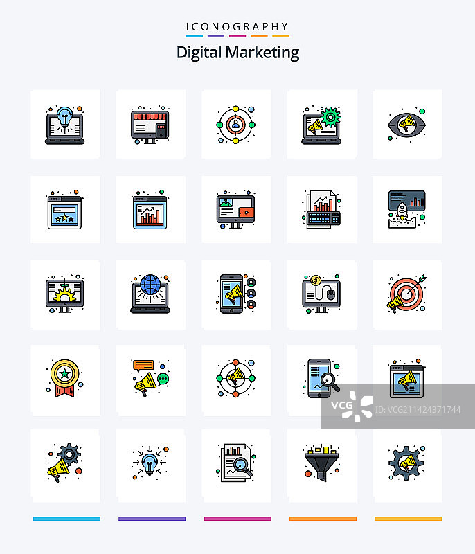 创意数字营销25线条填充图标图片素材