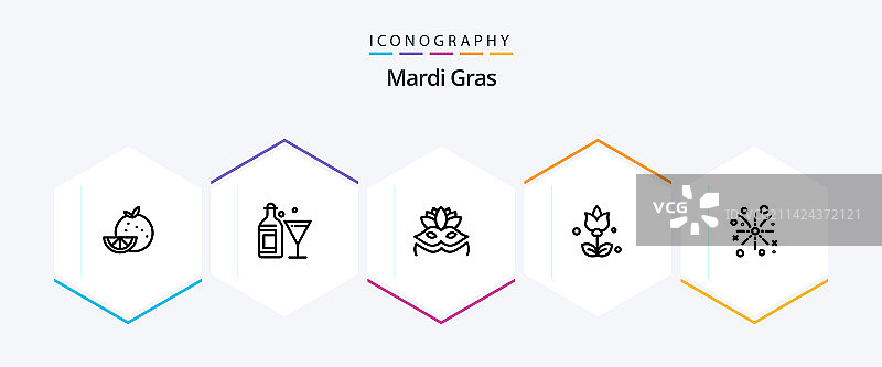 狂欢节25线条图标包，包含节日元素图片素材