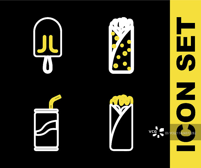 墨西哥卷饼和带吸管的苏打罐图片素材