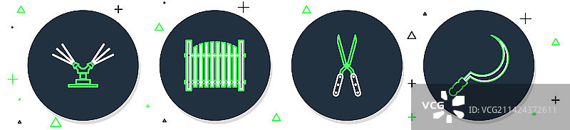 花园栅栏、手工园艺剪刀图片素材